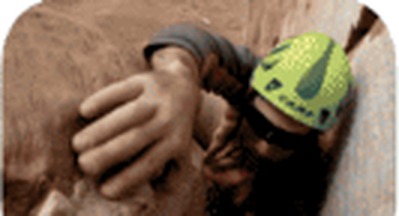 A frame of a man climbing a cliff, the video stimulus